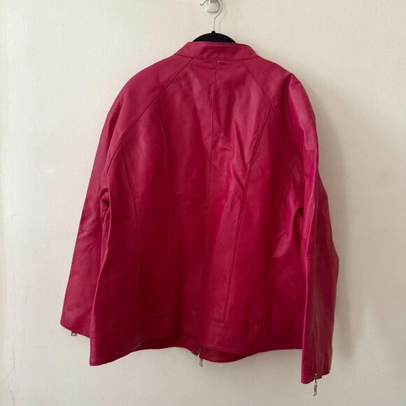 Vintage Pink Leather Bomber Jacket - Picture 3 of 3